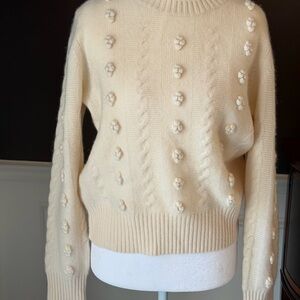 Warren & White Luxury Cashmere Women’s cream Cable Knit Sweater Size Medium